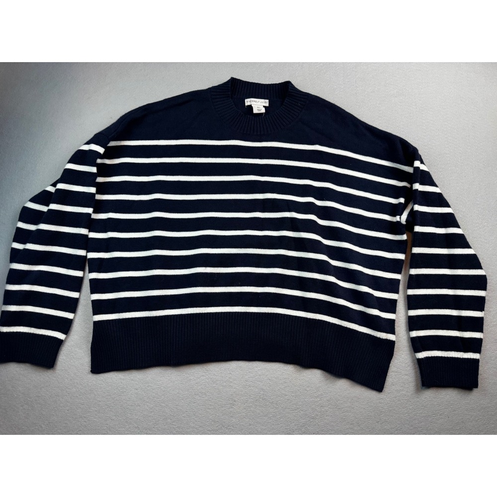 Sincerely Jules Womens Navy Blue White Striped Crew Neck Sweater Large ST23042